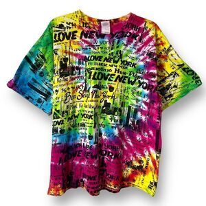 Gildan Unisex Rainbow Tie-Dye I Love‎ New York T-Shirt Pink  XL